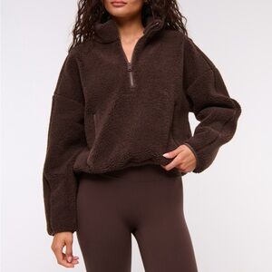 Abercrombie Sherpa Half Zip Cozy Brown Fleece Jacket Size Small